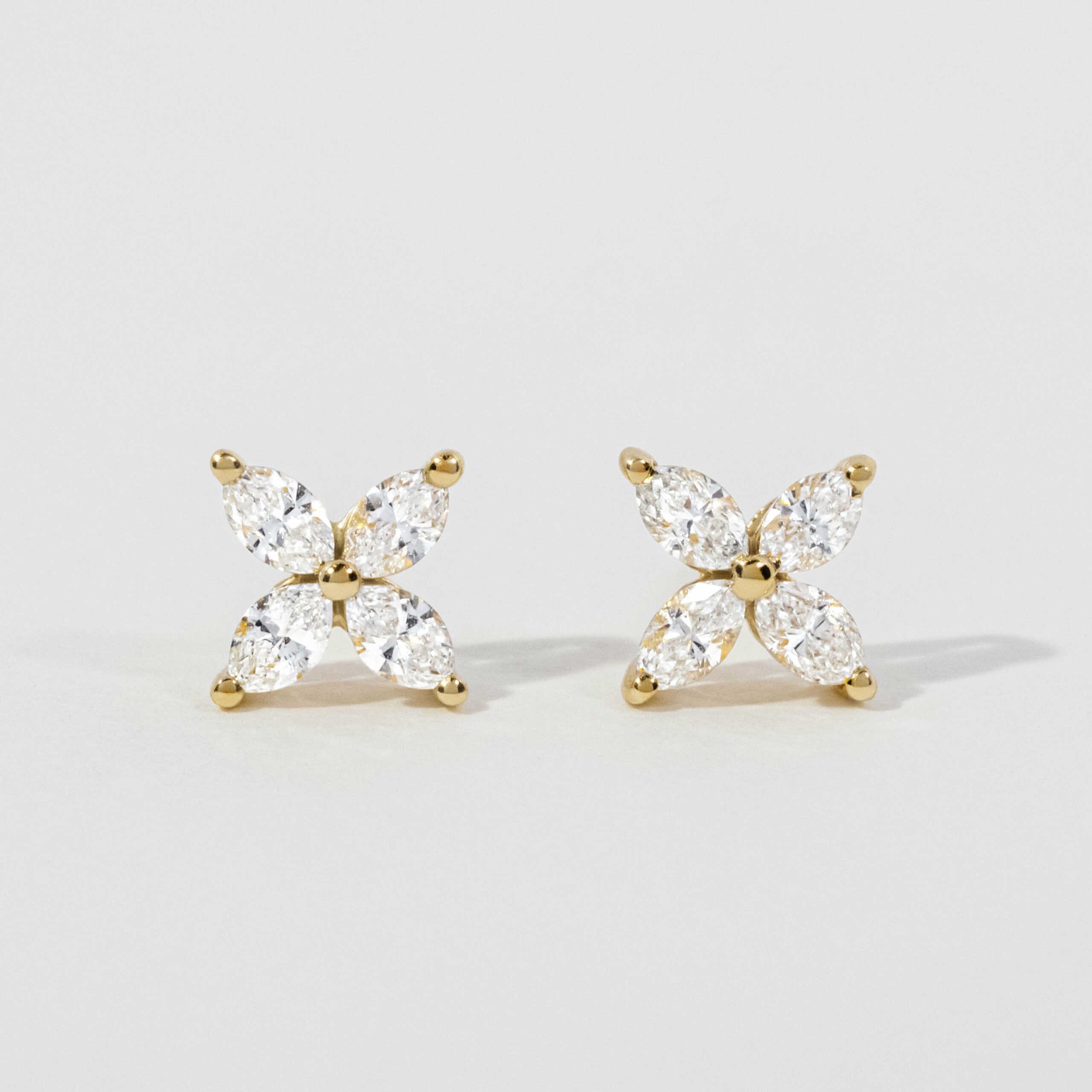 marquise diamond earrings in gold with diamonds