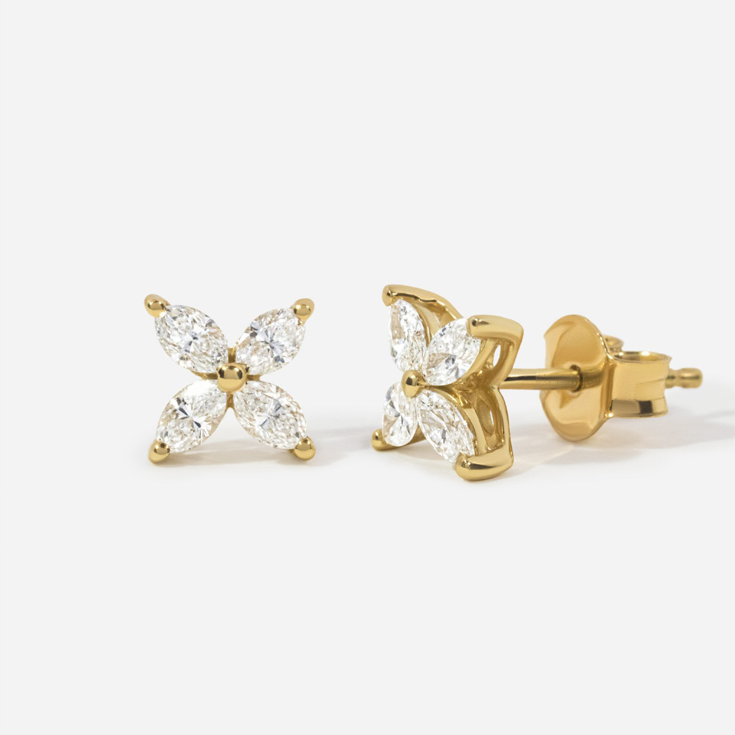 marquise diamond earrings in gold with diamonds