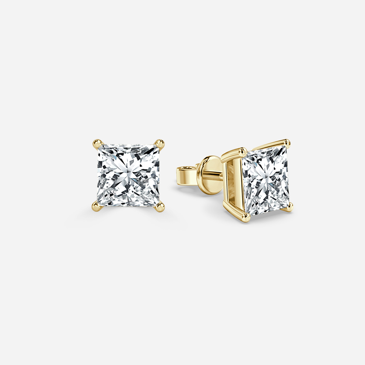 princess diamond earrings in gold with diamonds