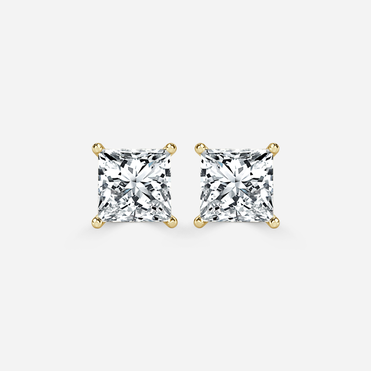 princess diamond earrings in gold with diamonds