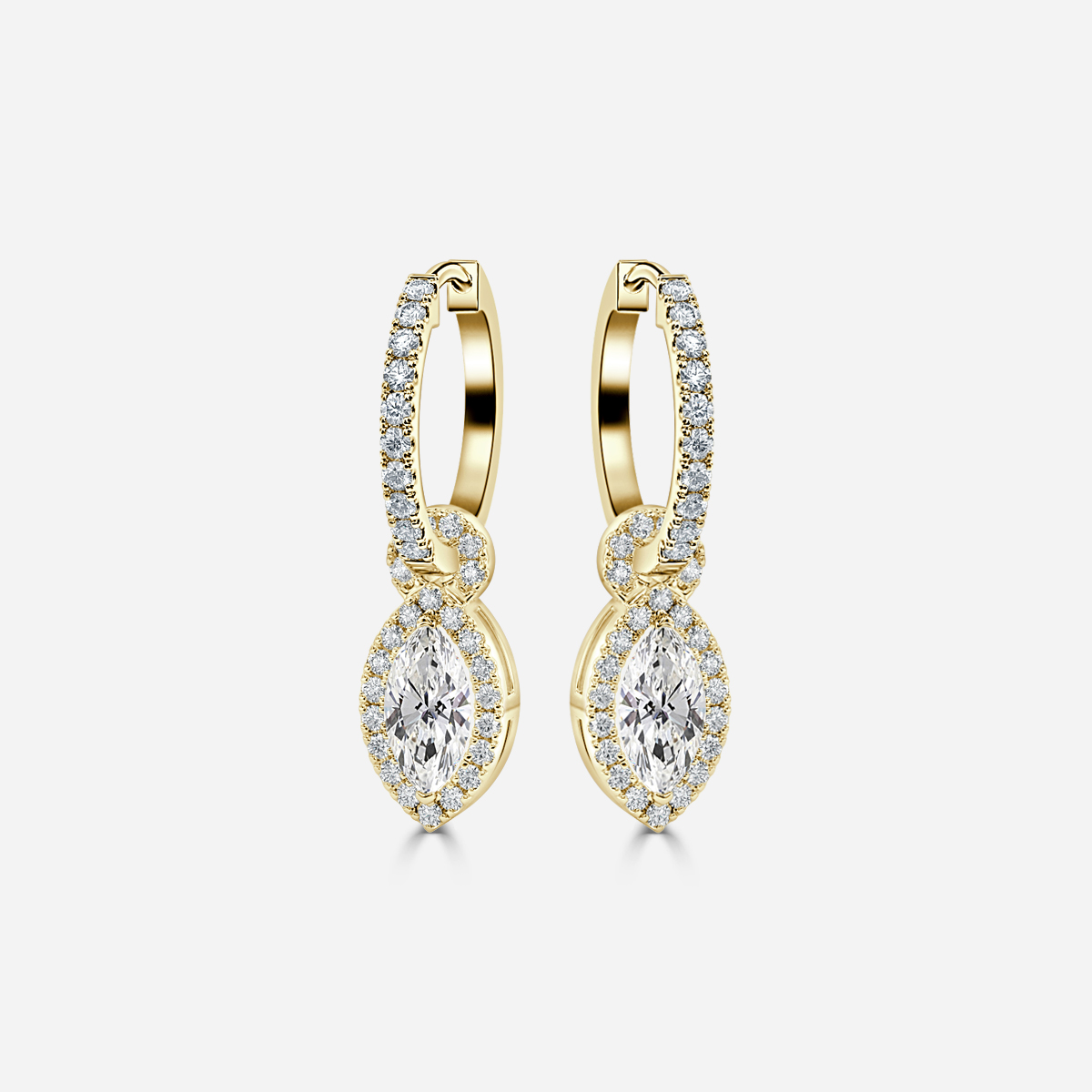 halo diamond earrings in gold with diamonds