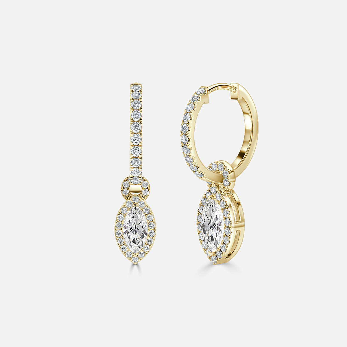 halo diamond earrings in gold with diamonds