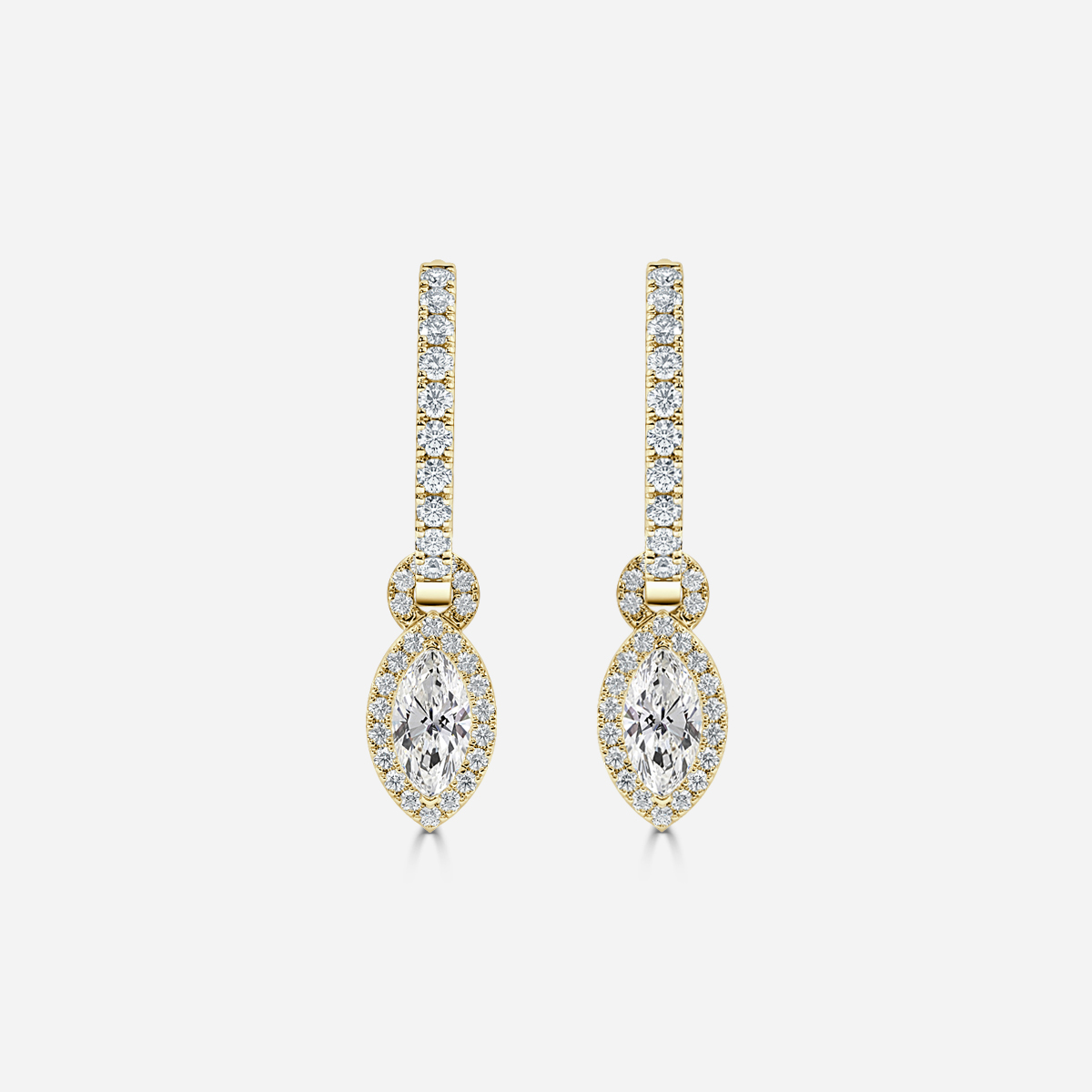 marquise diamond earrings in gold with diamonds