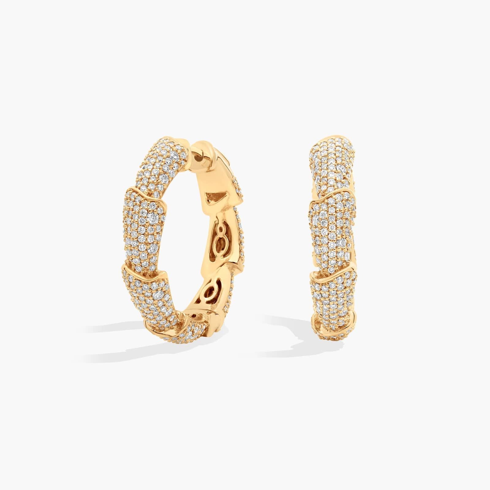 pave diamond earrings in gold with diamonds