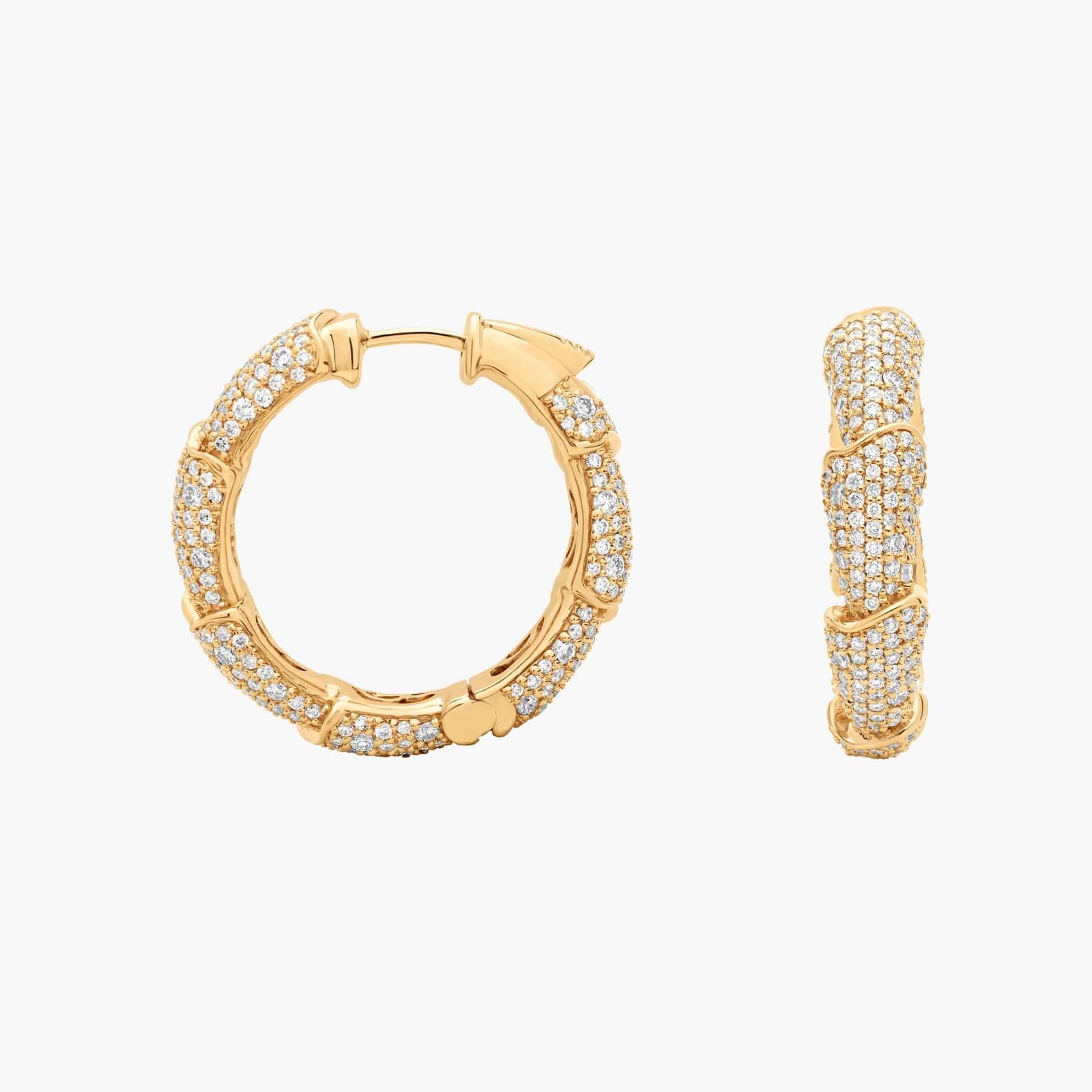 pave diamond earrings in gold with diamonds