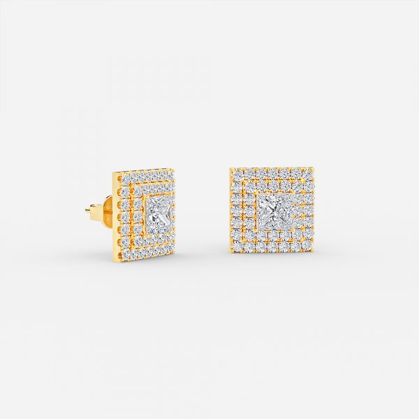 halo diamond earrings in gold with diamonds