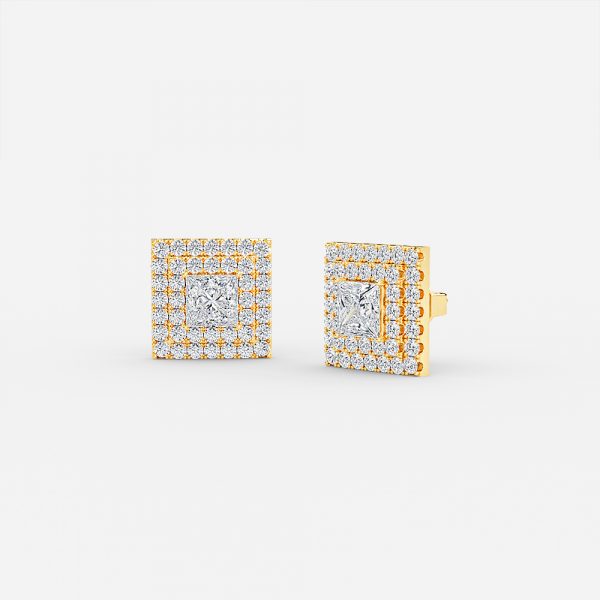 halo diamond earrings in gold with diamonds