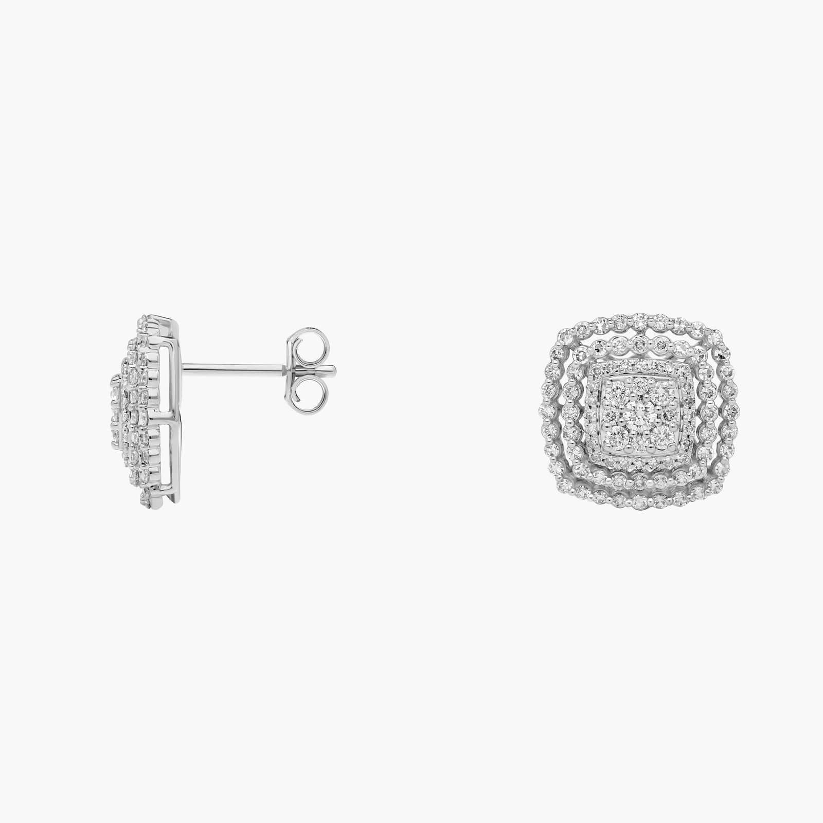 halo diamond earrings in gold with diamonds