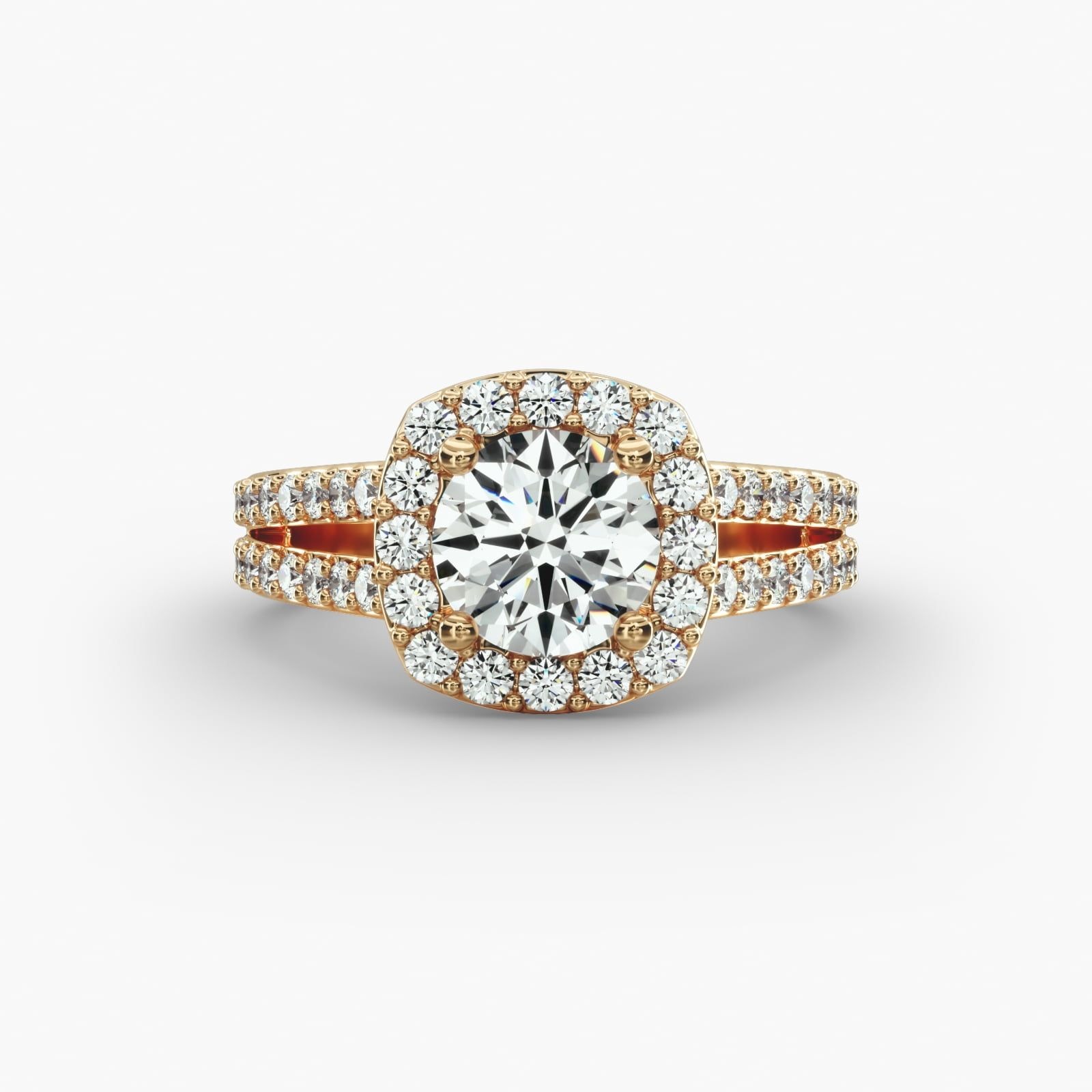 halo diamond ring in gold with diamonds