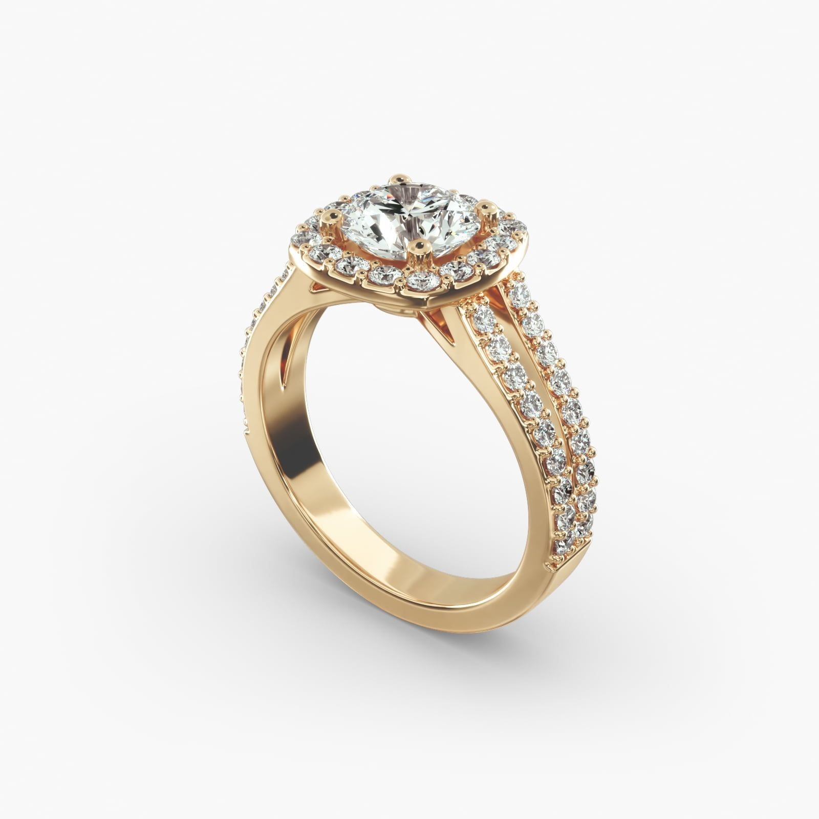 halo diamond ring in gold with diamonds