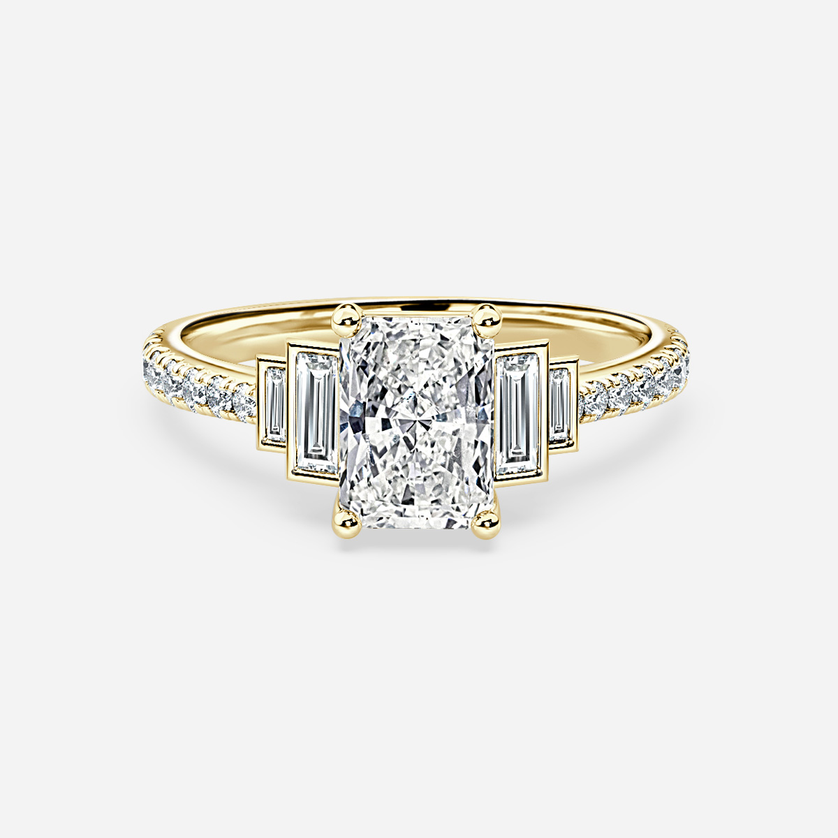 emerald diamond ring in gold with diamonds