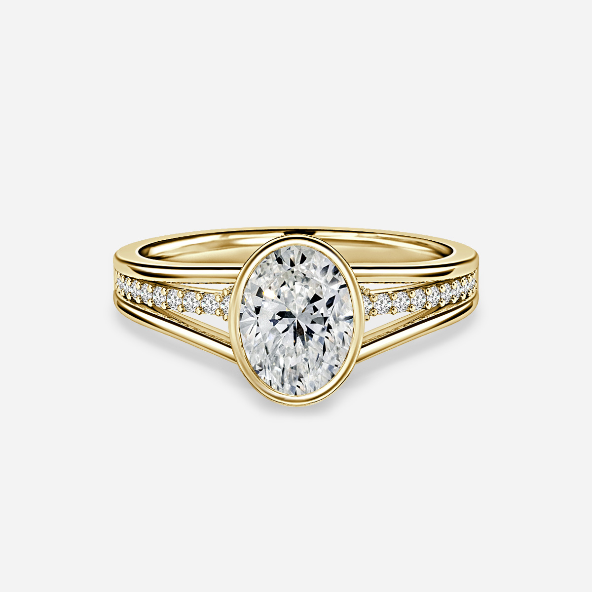 oval diamond ring in gold with diamonds