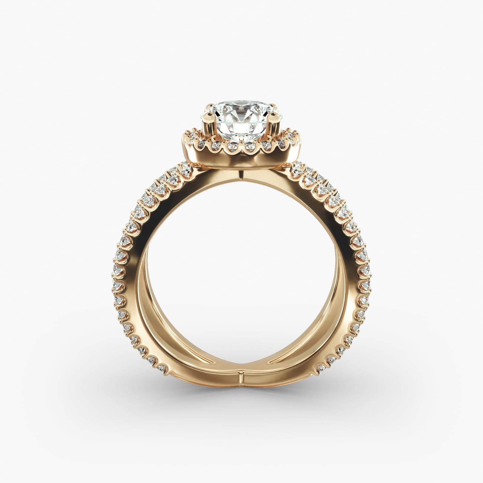 halo diamond ring in gold with diamonds