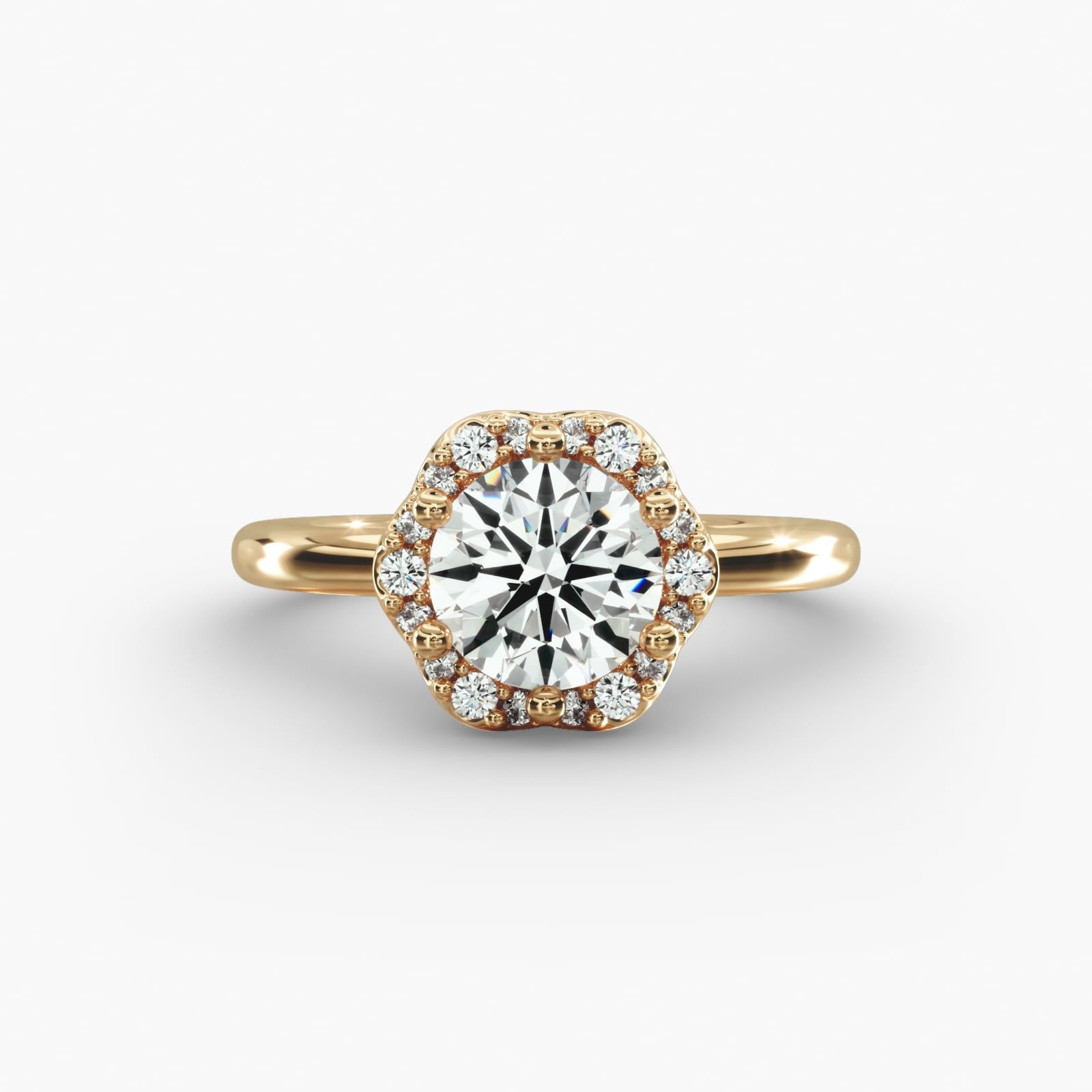 halo diamond ring in gold with diamonds