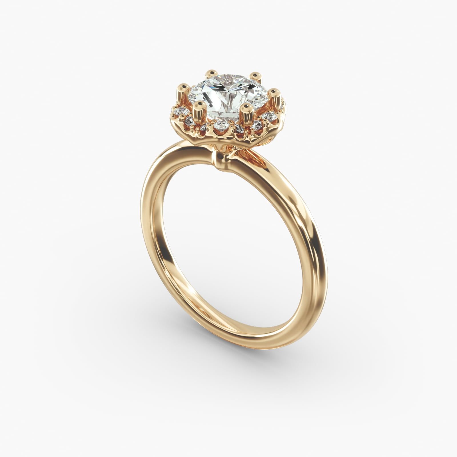 halo diamond ring in gold with diamonds