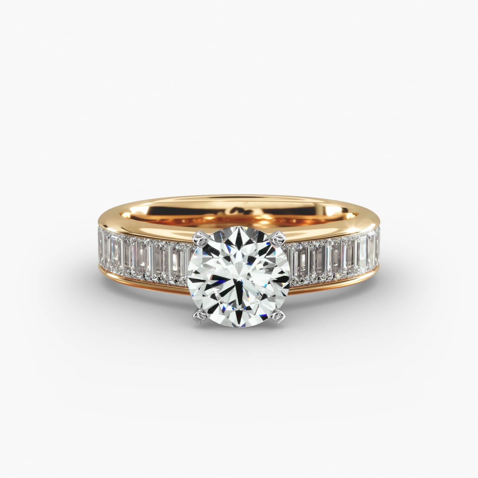 baguette diamond ring in gold with diamonds