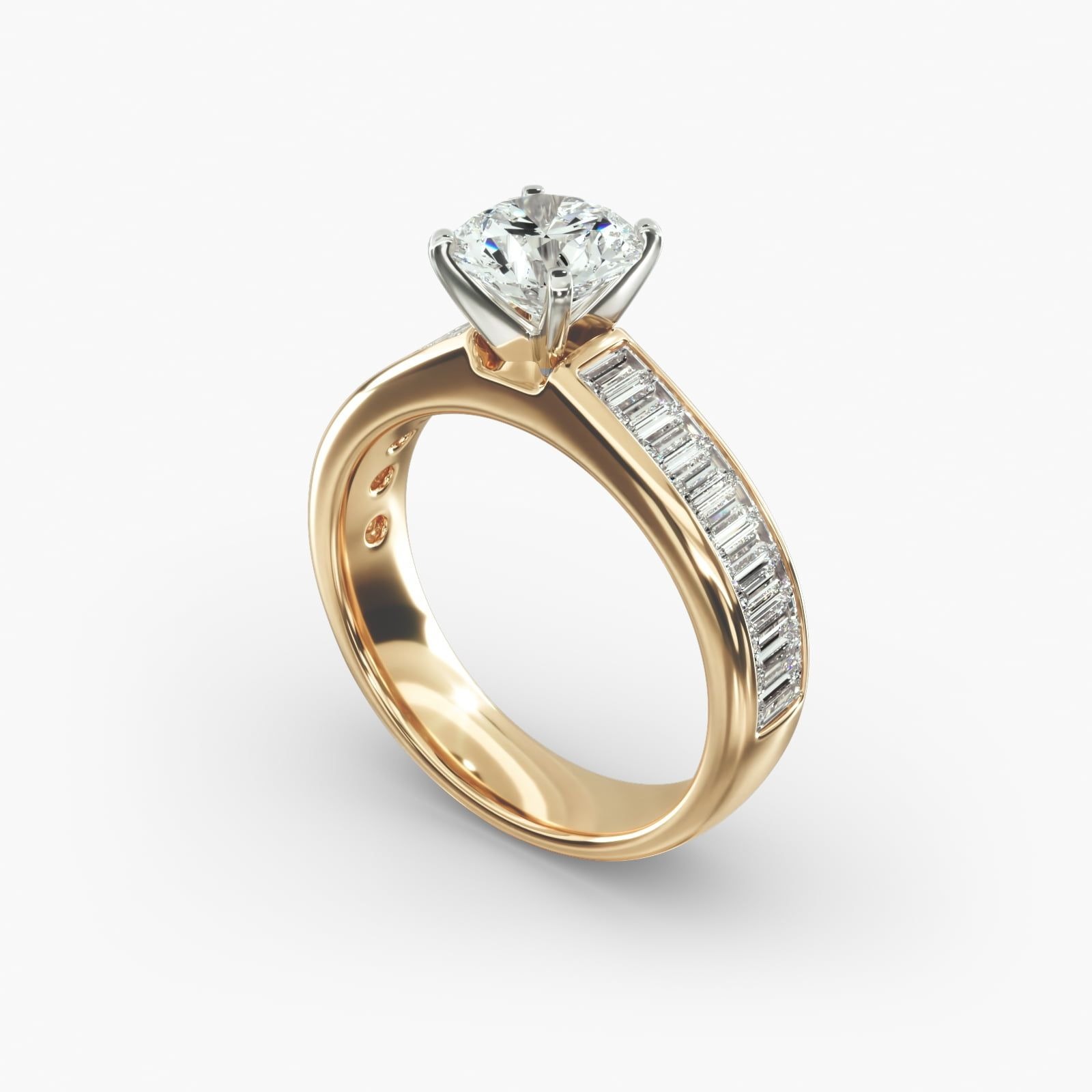 baguette diamond ring in gold with diamonds