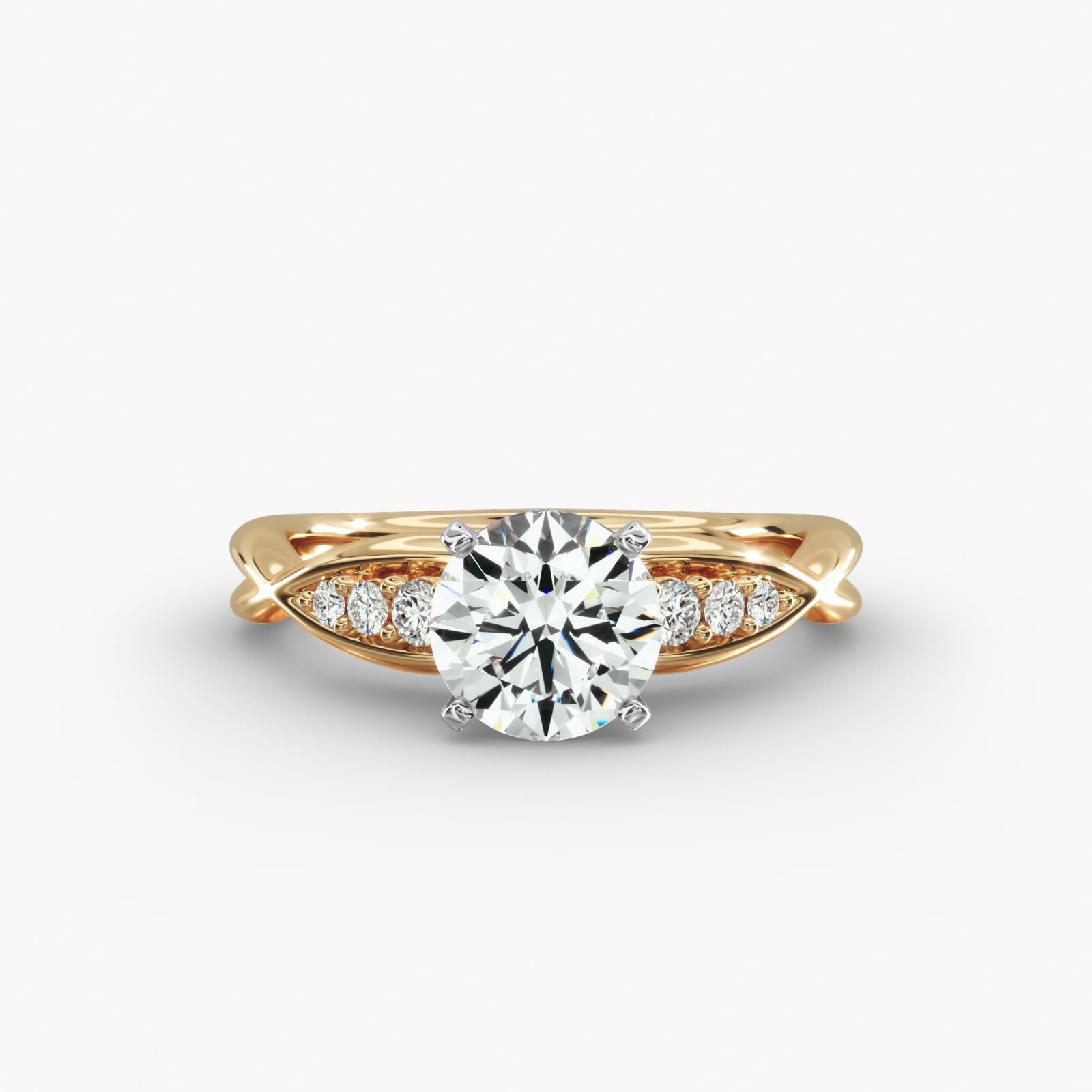 round diamond ring in gold with diamonds