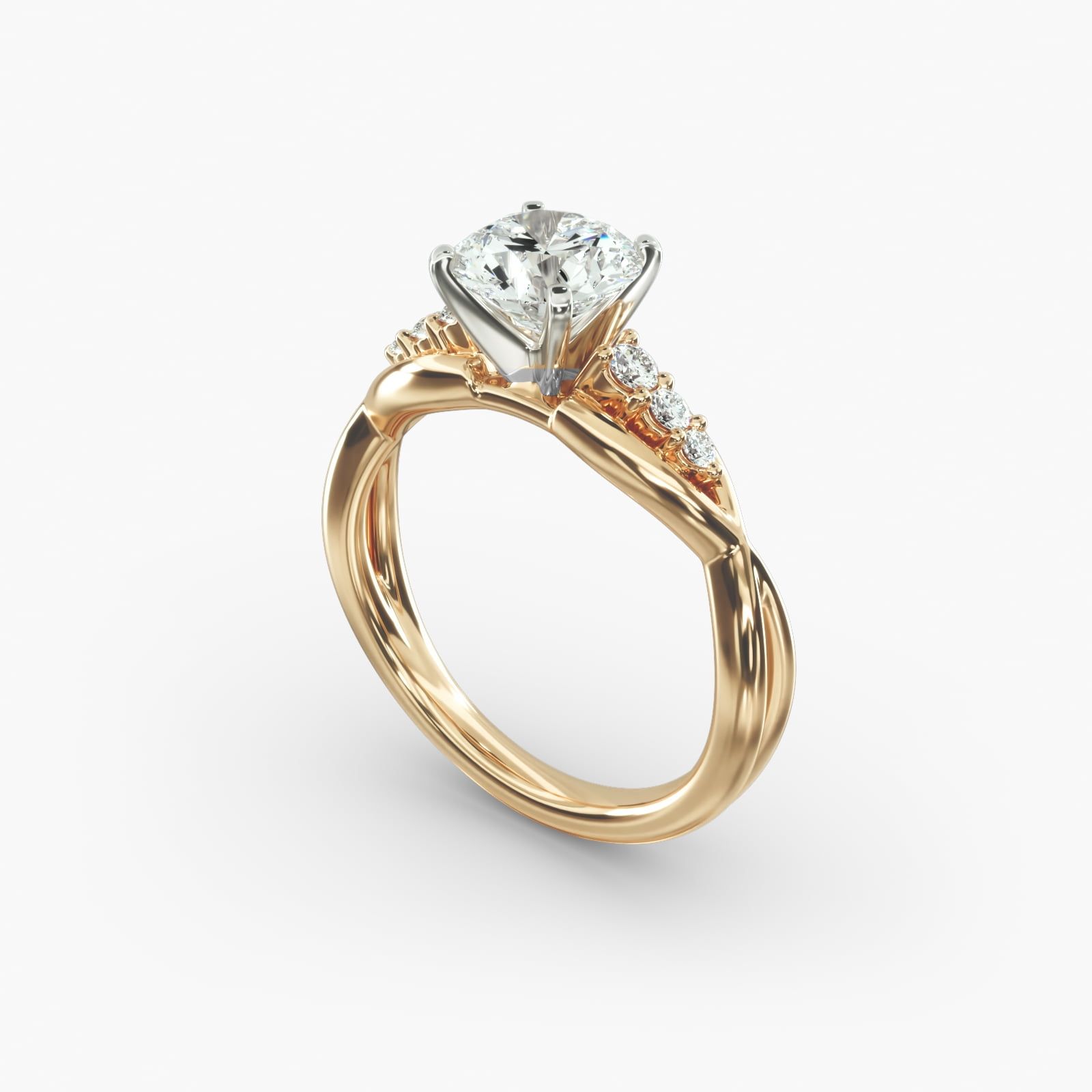 round diamond ring in gold with diamonds