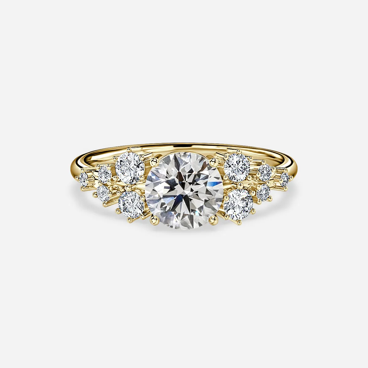 cluster diamond ring in gold with diamonds