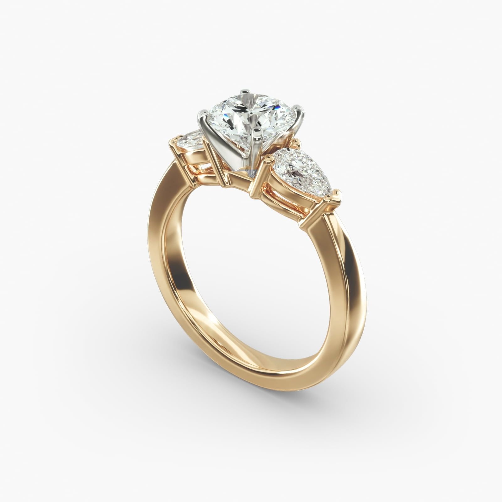 pear diamond ring in gold with diamonds