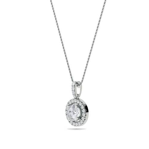 halo diamond pendant in gold with diamonds