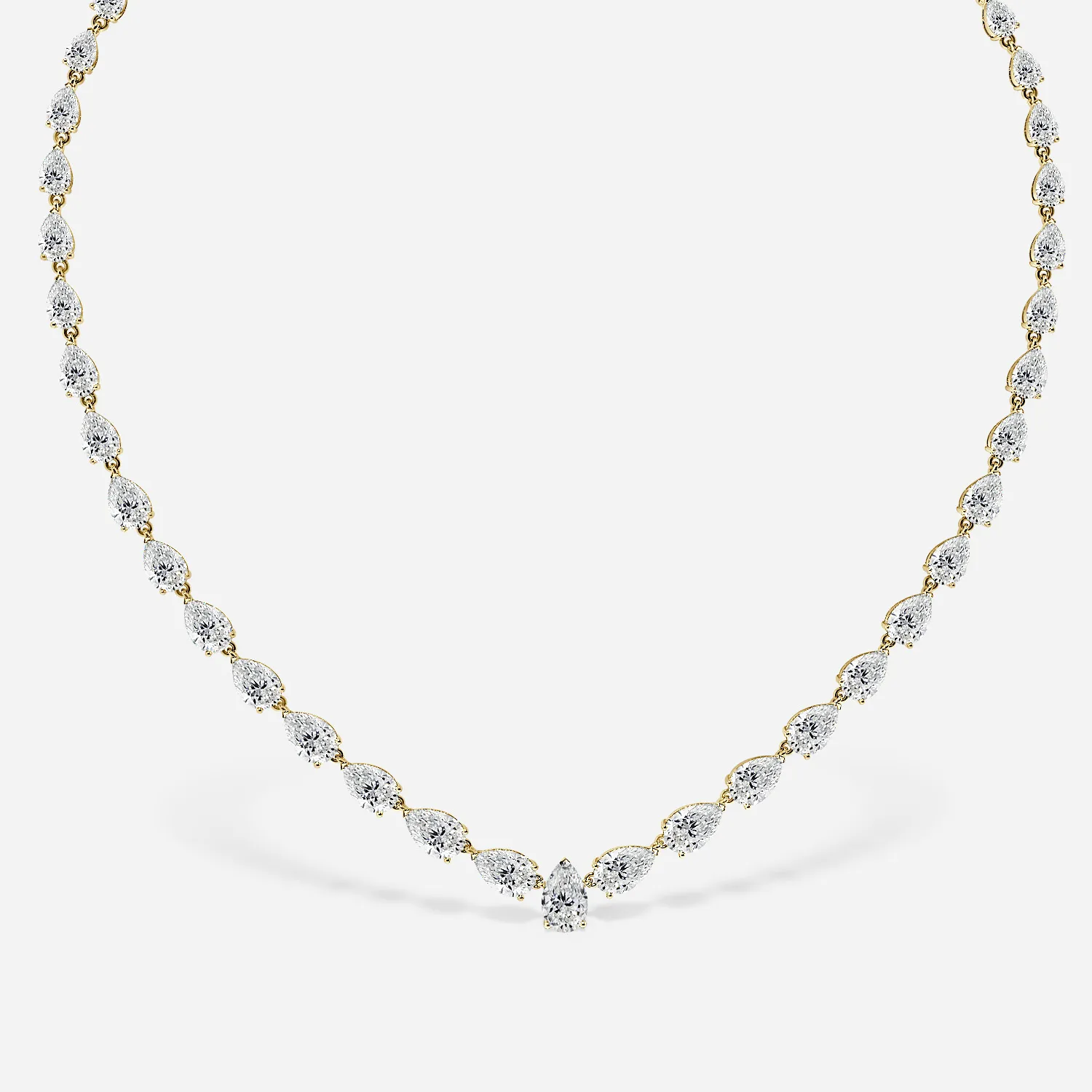 pear diamond necklace in gold with diamonds