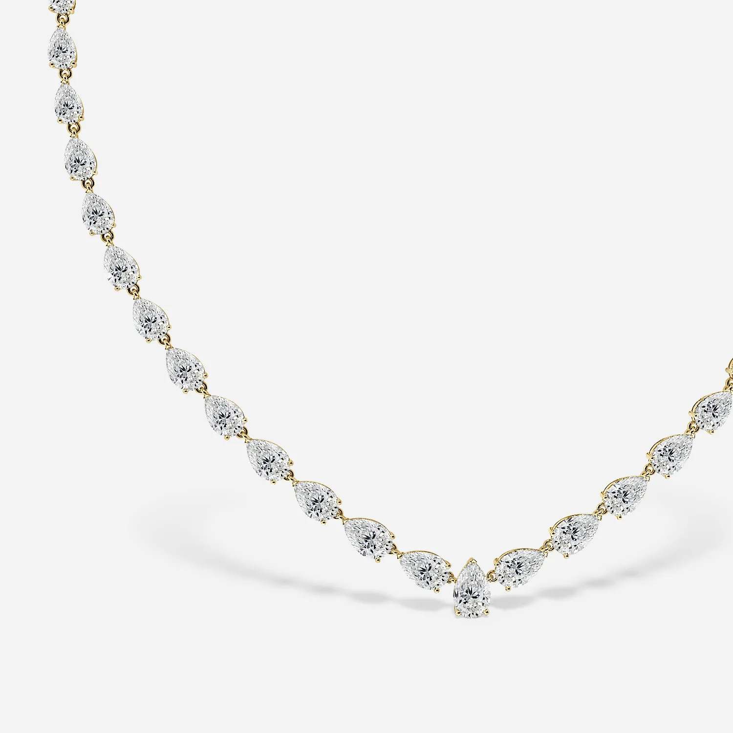 pear diamond necklace in gold with diamonds
