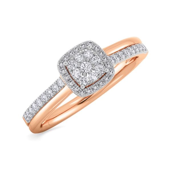 round diamond band ring in gold with diamonds