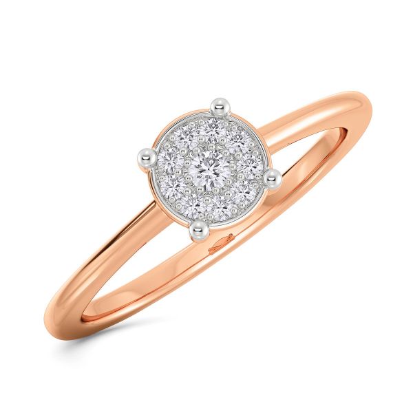 round diamond ring in gold with diamonds