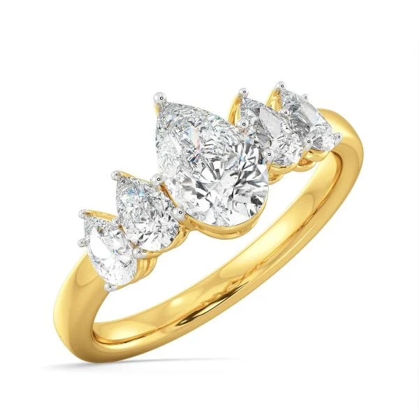pear diamond ring in gold with diamonds