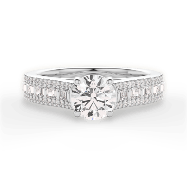 round diamond ring in gold with diamonds