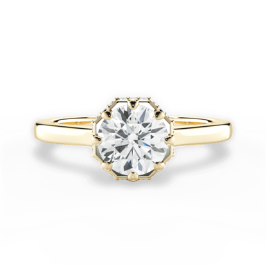 round diamond ring in gold with diamonds