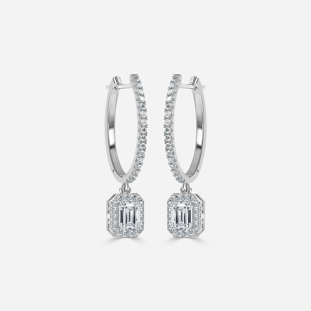 emerald diamond earrings in gold with diamonds