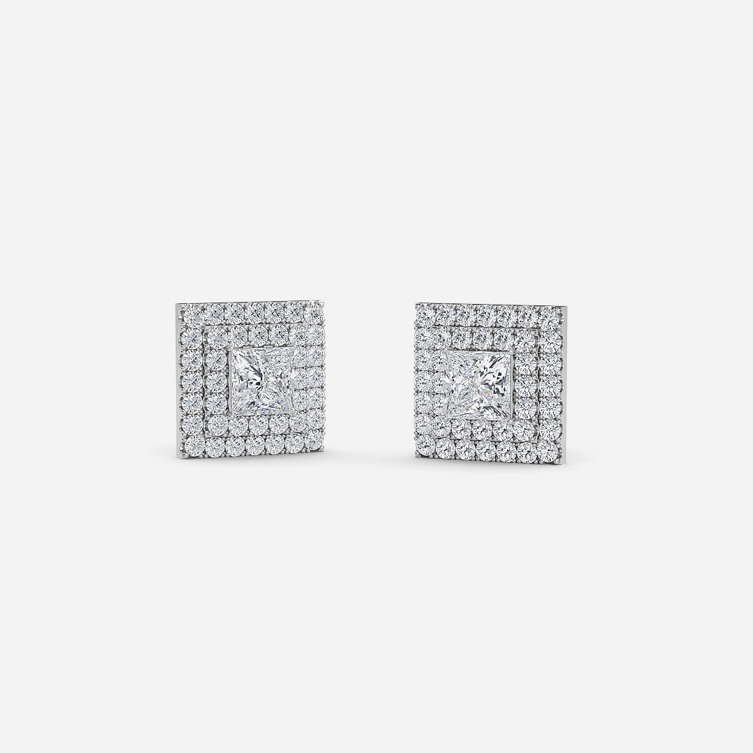 halo diamond earrings in gold with diamonds