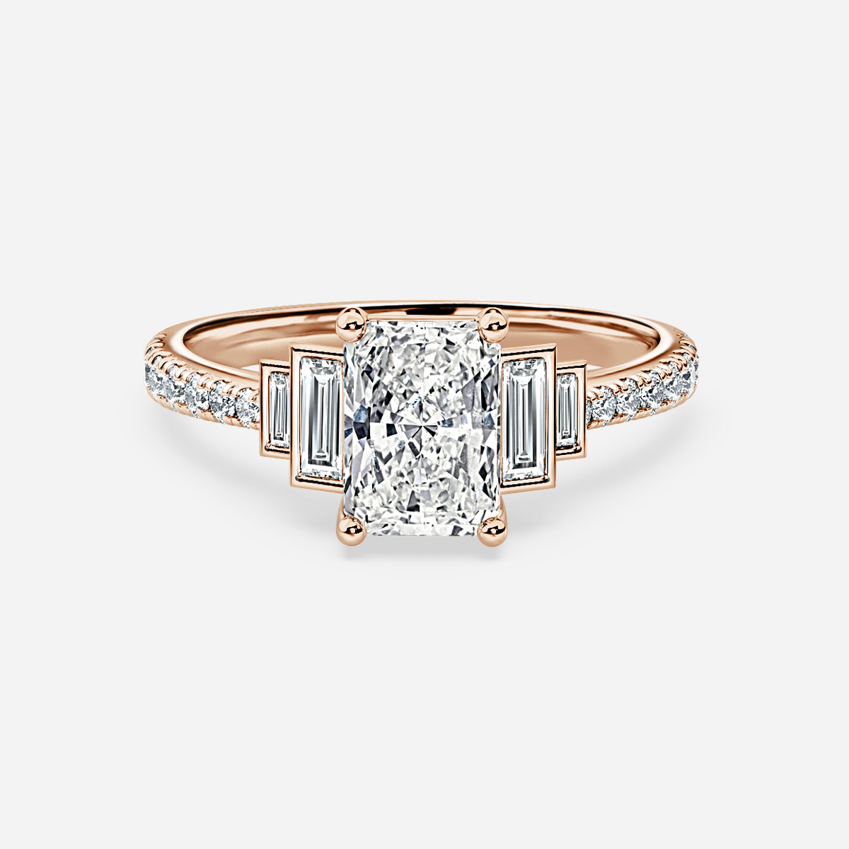 emerald diamond ring in gold with diamonds