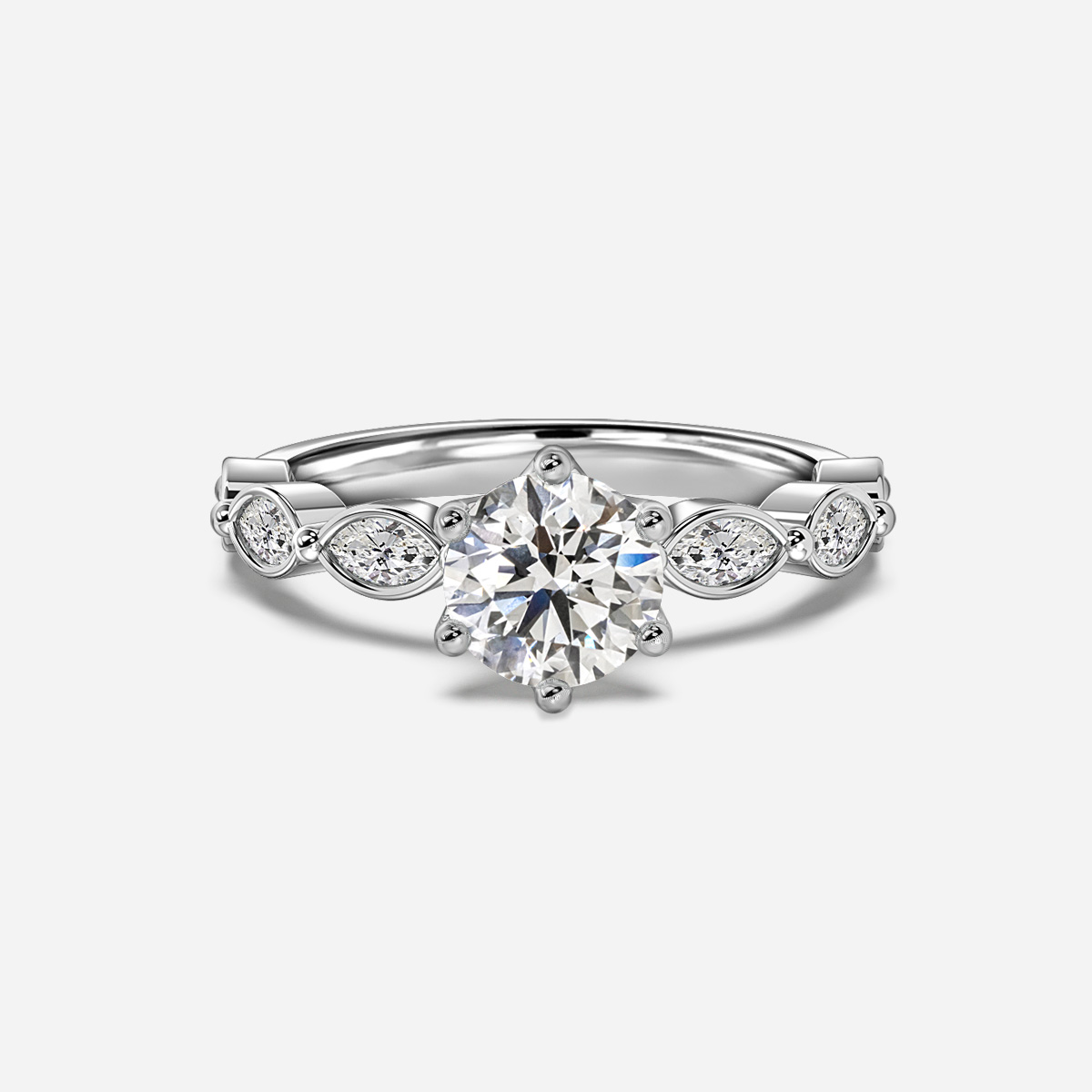 round diamond ring in gold with diamonds