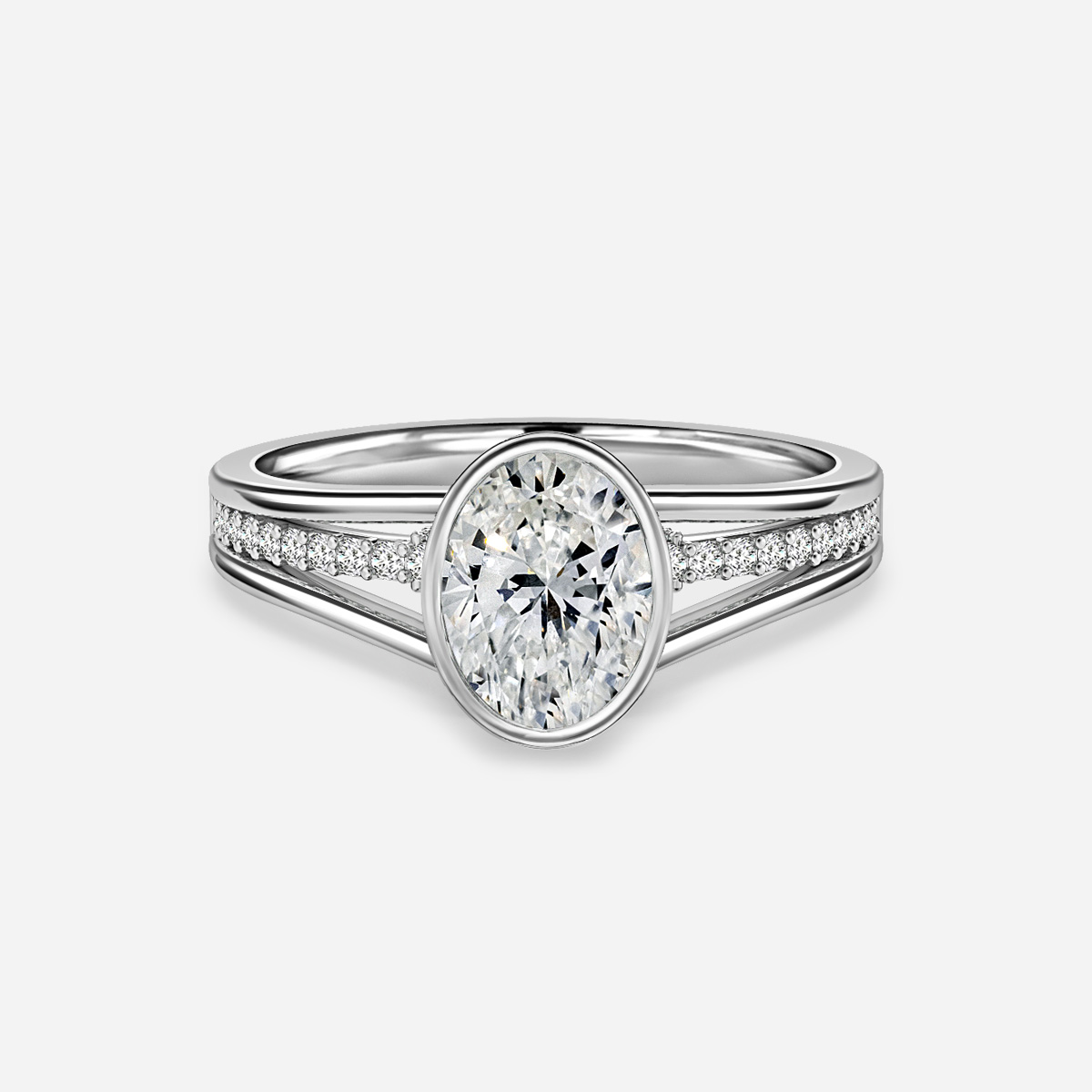 oval diamond ring in gold with diamonds