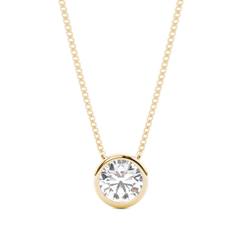 round diamond pendant in gold with diamonds